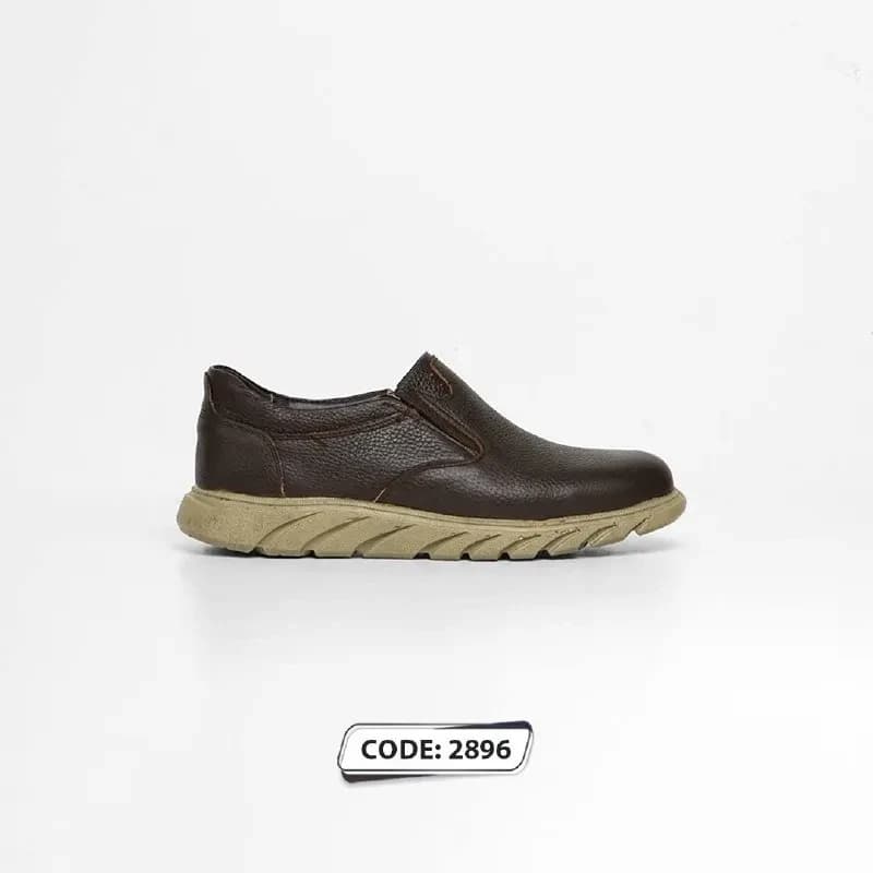 کفش قهوه ای تیره زیره کرم شیاردار (کد 2896 )