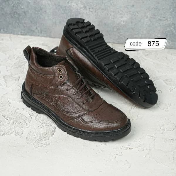 کتونی چرم قهوه ای سوخته لودیک (Tc 15 )(کد 875 )